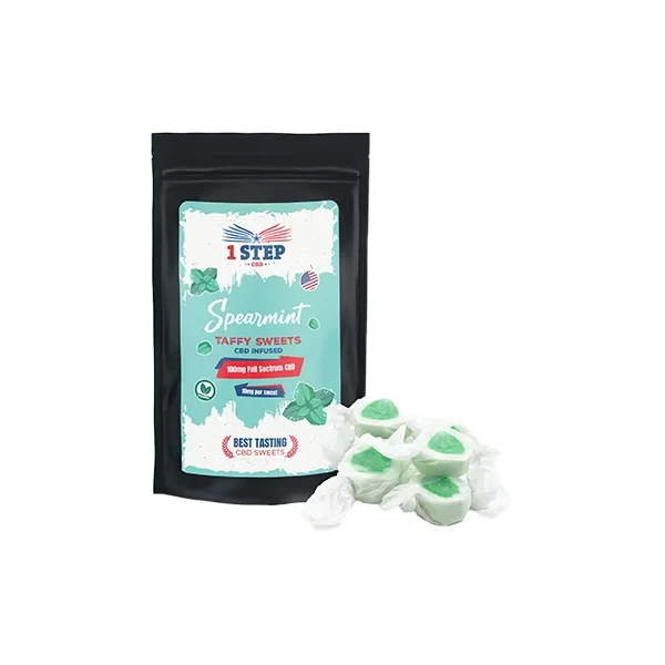 1 Step CBD 100mg Full Spectrum CBD Spearmint Taffy Grab Bag – 60g