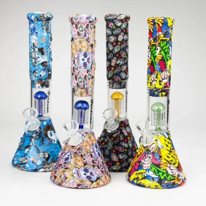 11″ Graphic Silicone with glass percolator bong