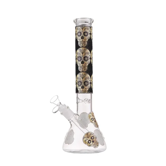 14″ 4mm Glass Beaker Bong – Skull