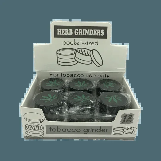 3-Part Metal Grinder Black/Green Leaf
