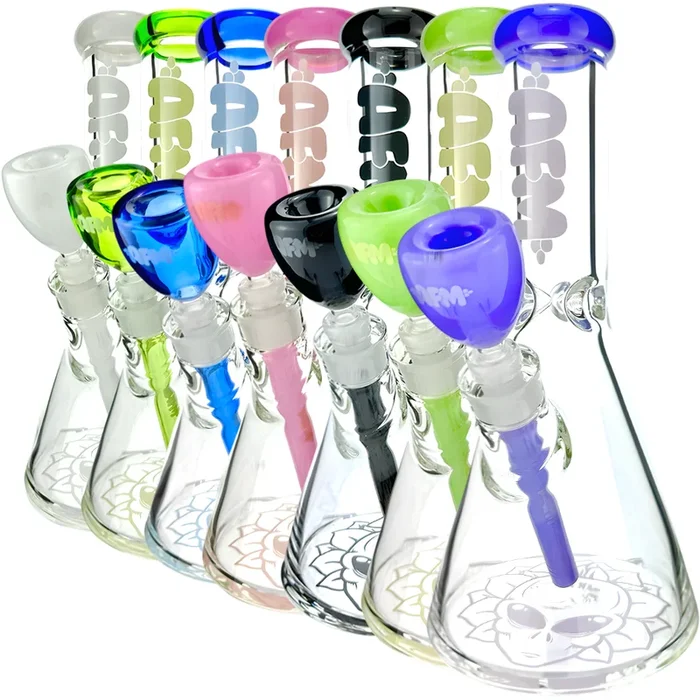 AFM Glass 12″ Chubbi Beaker Clear Colored Lip Beaker