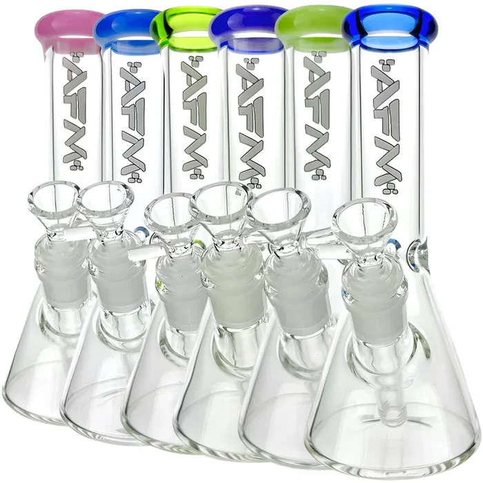 AFM Glass 8″ Colored Lip Clear Mini Beaker T595 14mm 45°