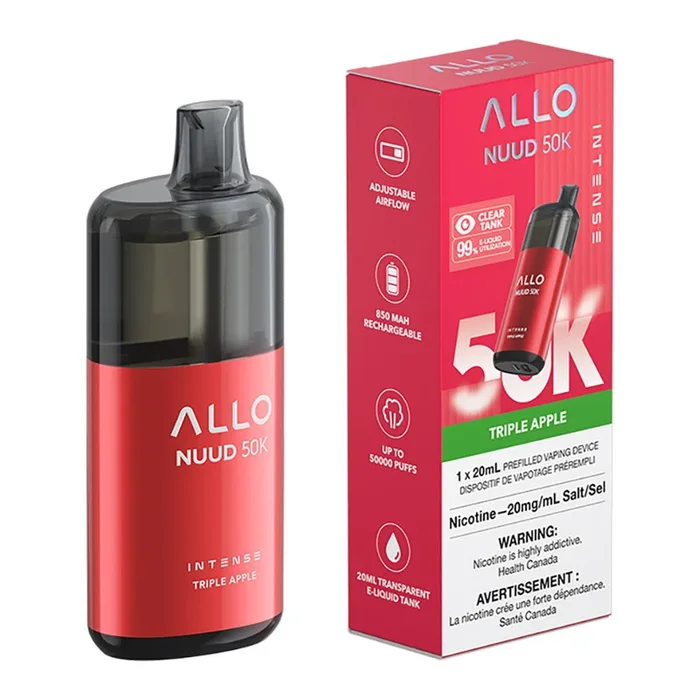Allo Intense Nuud 50K Disposable Vape Device – Triple Apple 20ml