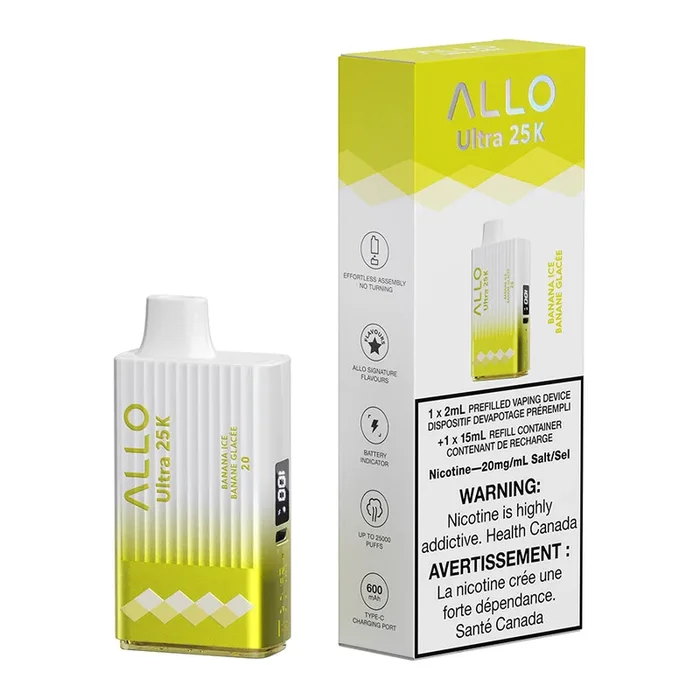Allo Ultra 25K Disposable Vape Device – Banana Ice 17ml