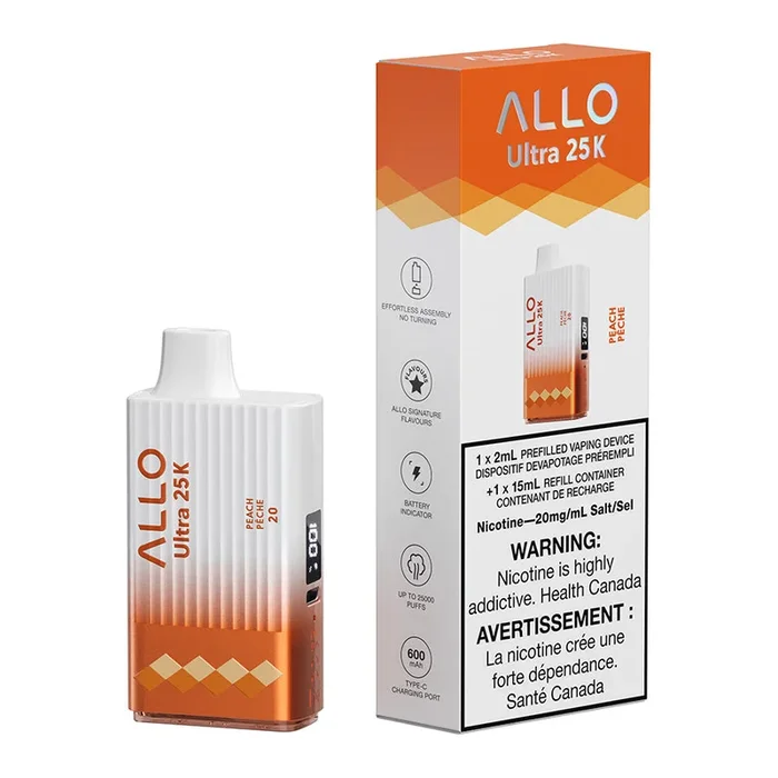 Allo Ultra 25K Disposable Vape Device – Peach 17ml