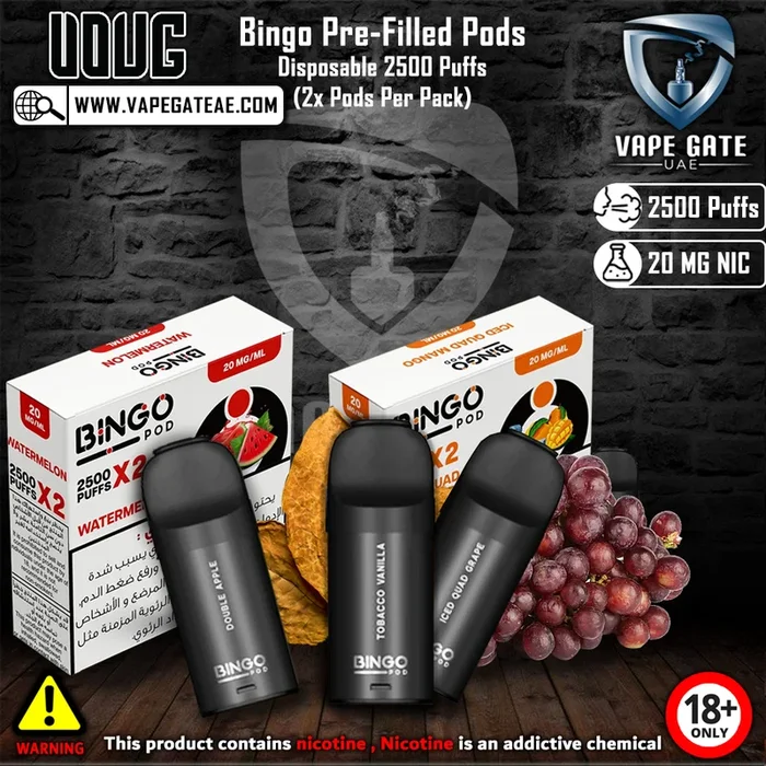 Bingo Pre-Filled Pods Disposable 2500 Puffs ( 20MG)
