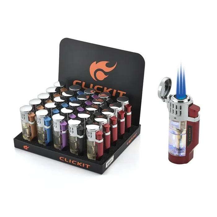 Click-It – Transparent LED Light Triple Torch Lighter