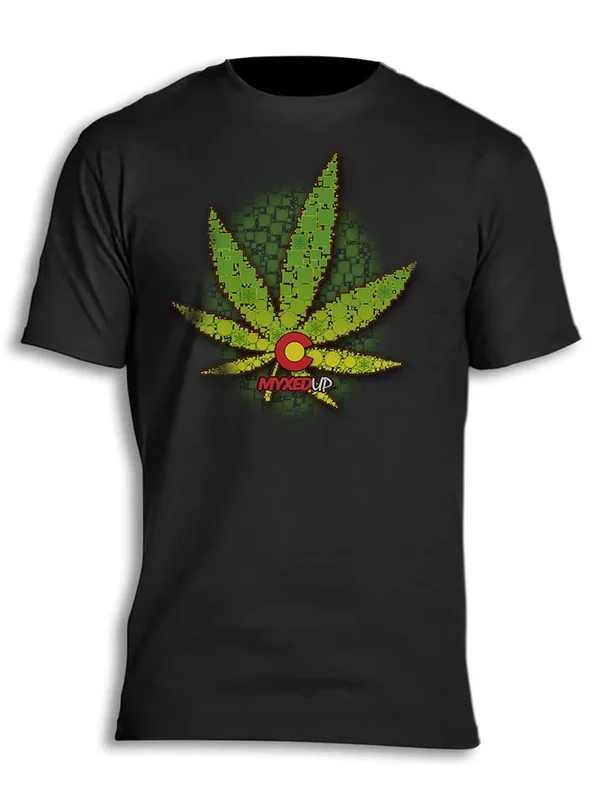 Digital Mosaic Pot Leaf Myxed Up T-Shirt