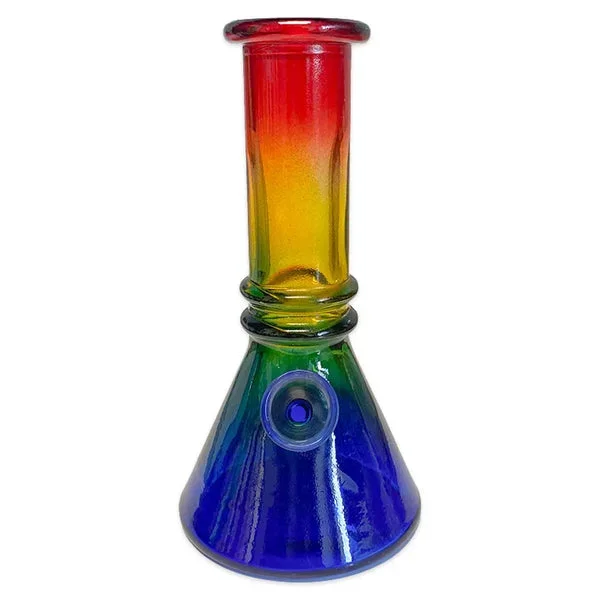 Double Ridge 6″ Mini Glass Beaker Bong Rainbow