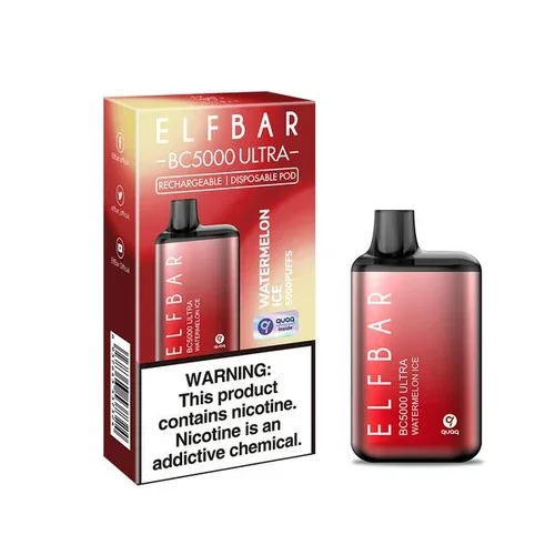 ELF BAR ULTRA 5000 Disposable Pod Device – 5000 Puffs – Integrated 650mAh Battery – Watermelon Ice