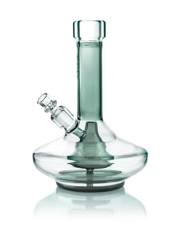 GRAV SMALL WIDE BASE WATER PIPE – SMOKE WITH CLEAR ACCENTS