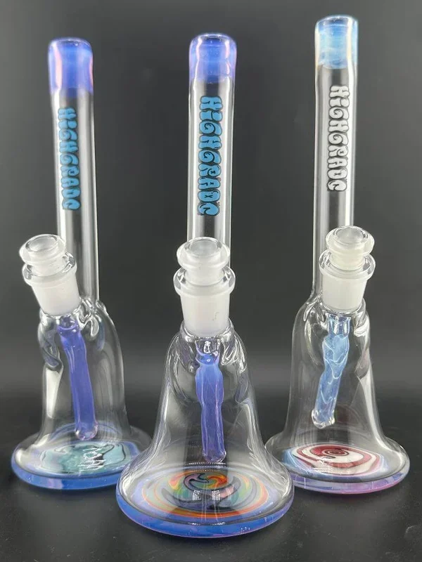 Highgrade Glass Mini Beaker – Color Accented Lip Wrap & Downstem w/ Wig Wag Reversal Bottom 10mm 45°