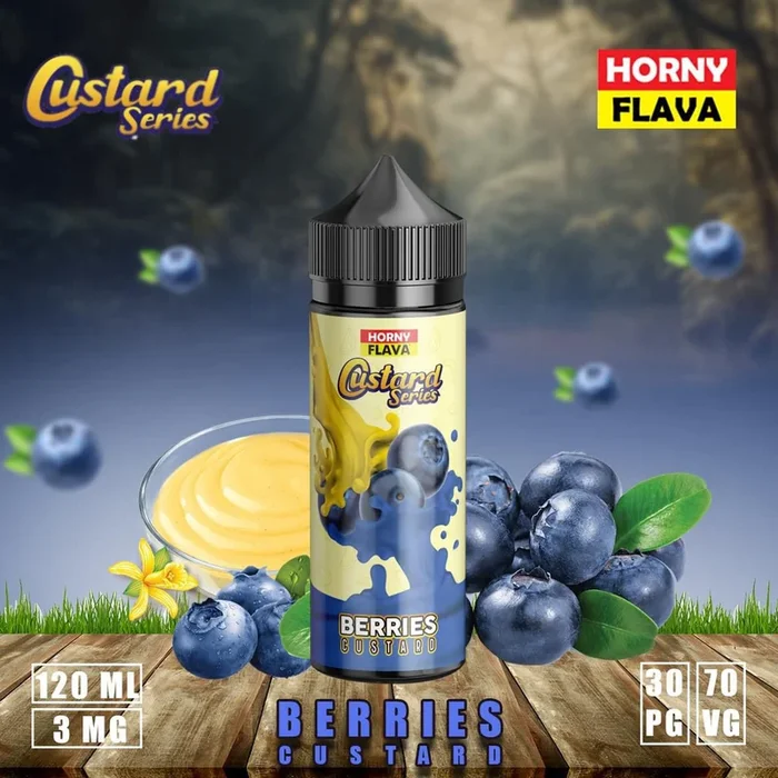 Horny Custard – Blueberry Custard 120ml E Liquid by Horny Flava