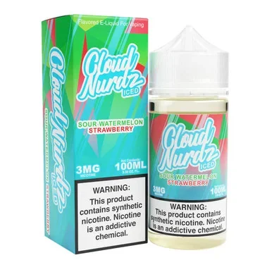 Iced Sour Watermelon Strawberry Synthetic Nicotine 100ml E-Juice | Cloud Nurdz