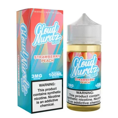 Iced Strawberry Peach Synthetic Nicotine 100ml E-Juice | Cloud Nurdz