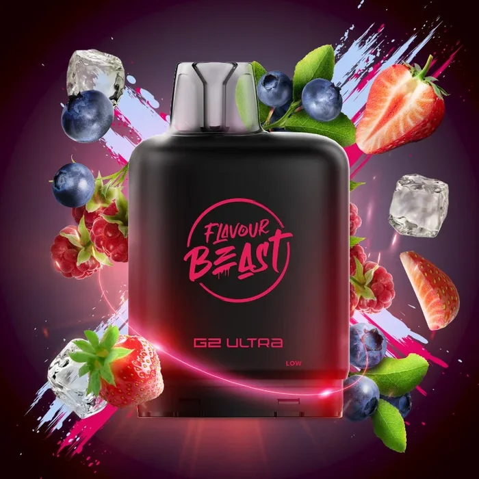 Level X G2 Ultra Flavour Beast Pods – Strawberry Raspberry Blueberry Ice, 50K Puffs