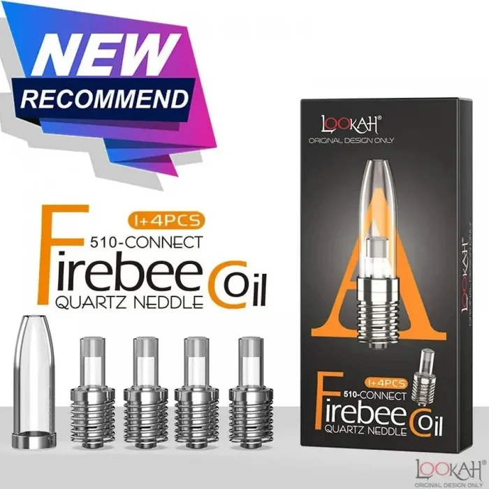 Lookah Firebee 510 Connect Quartz Replacement Coils W/ Glass Mouthpiece – Type A Quartz Needle Coil – 4pk