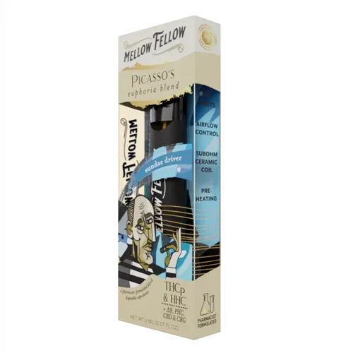 Mellow Fellow Picasso’s Euphoria Blend Sundae Driver HHC, D8, PHC, CBD, CBG, THCp 2mL Disposable Vape – 1PC
