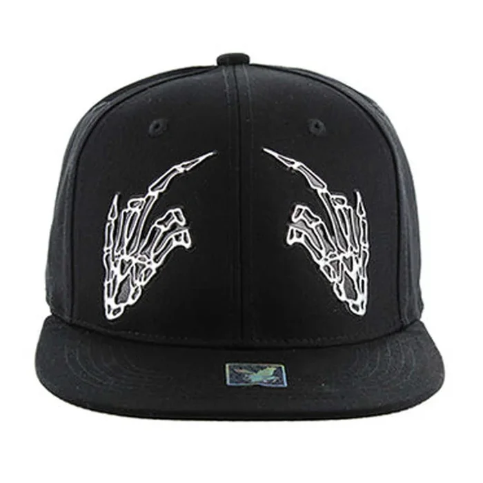 SM052 Finger Snapback Hat – Solid Black (Pack of 12)