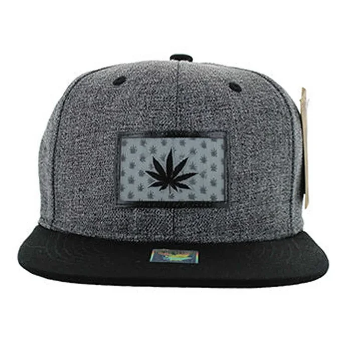 SM814 Marijuana Cotton Snapback Hat – Charcaol & Black (Pack of 12)