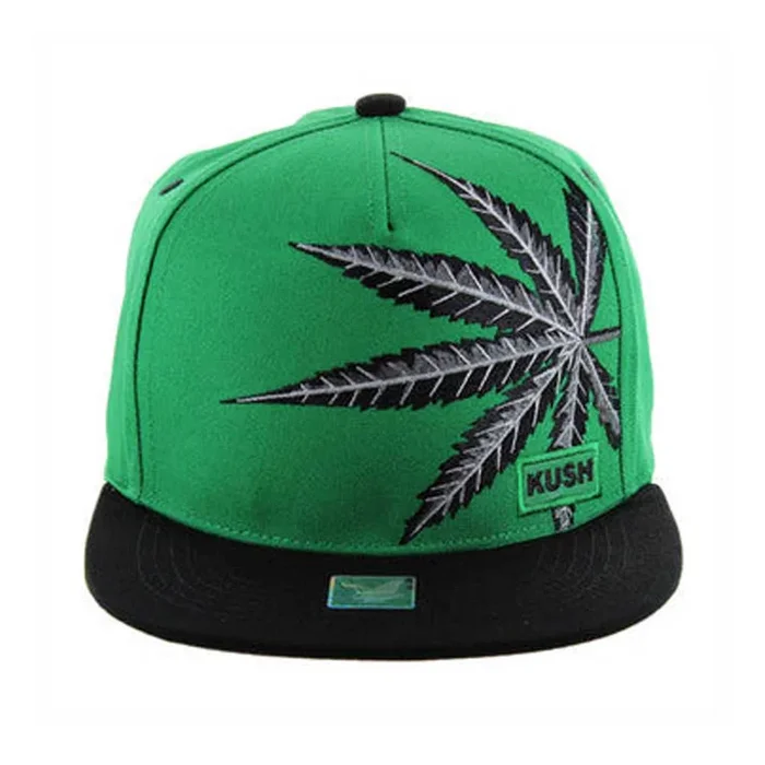 SM818 Marijuana Snapback Hat – Green & Black (Pack of 12)