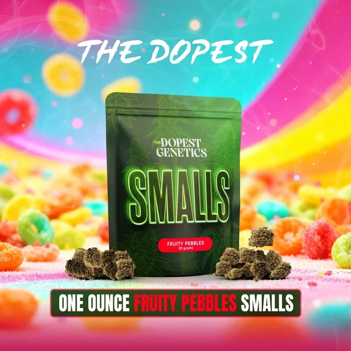 Smalls: FRUITY PEBBLEZ Indica flower 28 grams