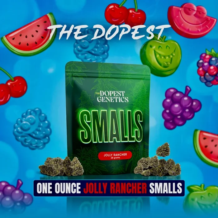 Smalls: JOLLY RANCHERS Indica flower 28 grams