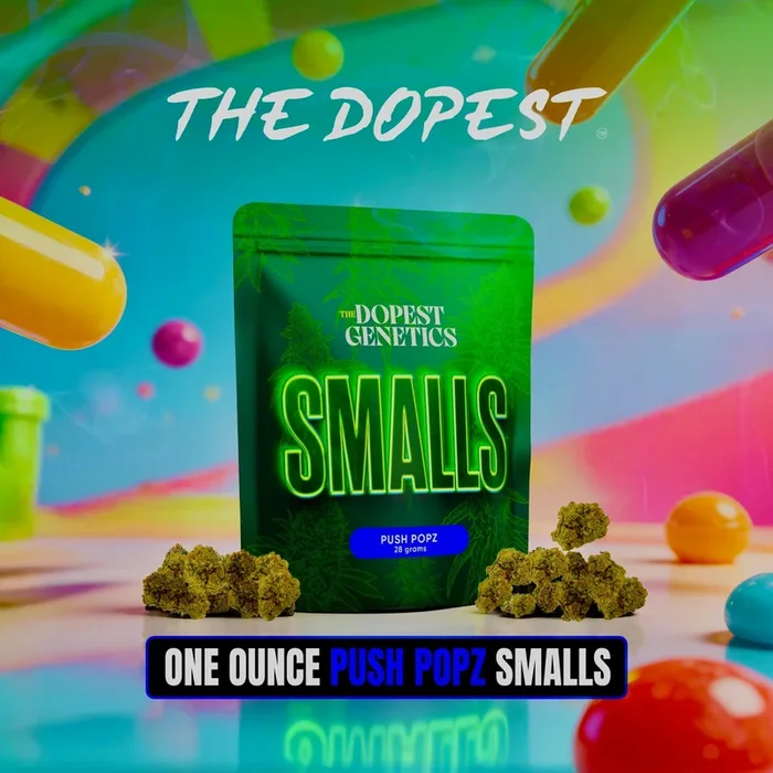 Smalls: PUSH POPZ Indica flower 28 grams