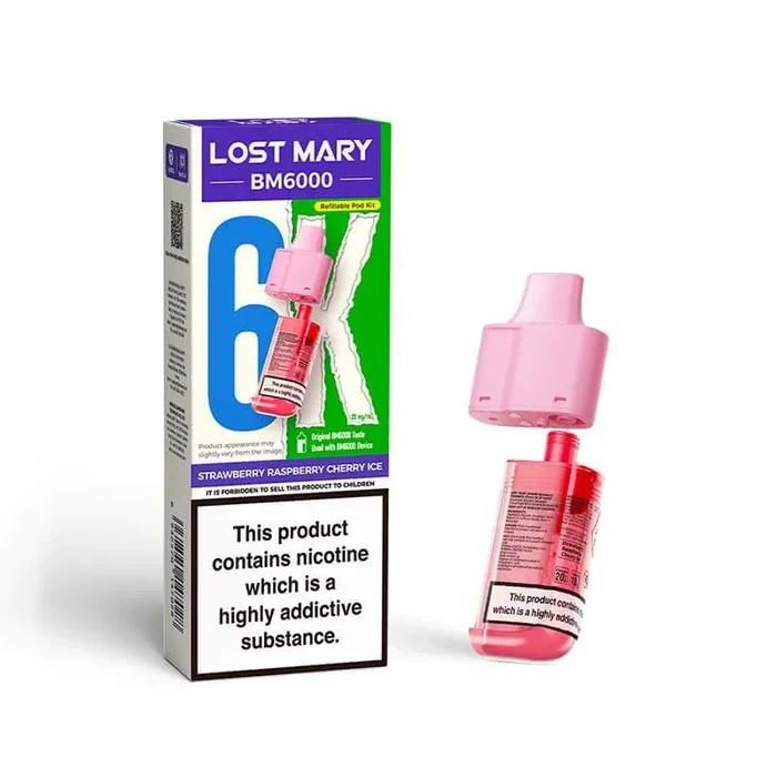 Strawberry Raspberry Cherry Ice – Lost Mary BM6000 Refill Pods