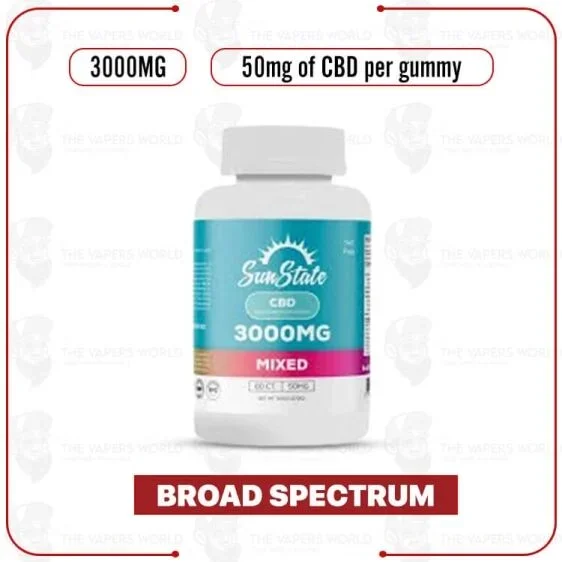 Sun State Hemp CBD Broad Spectrum Infused 50mg Gummy Mixed – 60ct 3000mg