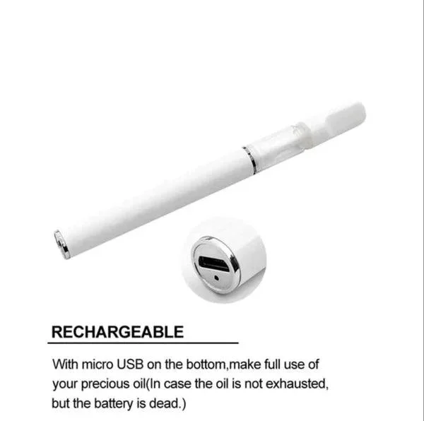 White Rechargeable Ceramic Vape THC CBD Disposable Pen 0.5ml (empty)