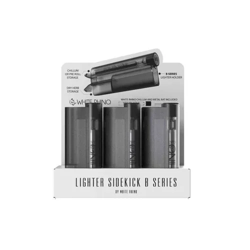 White Rhino Lighter Sidekick B Series Transparent Black (12 Count Display)
