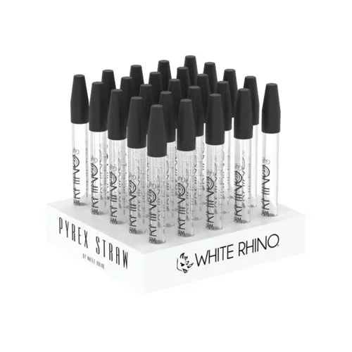 White Rhino Pyrex V2 Dab Straw w/ Silicone Cap (25 Count Display)